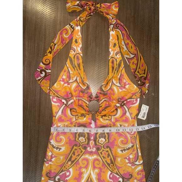 NWT An Original Milly Of New York Orange Pink Paisley Halter Dress Size 2 $375 - Picture 10 of 16